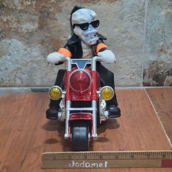 Motorcycle Monster Animated Figure Bad Moon Rising Biker Skeleton Halloween - Picture 8 of 16